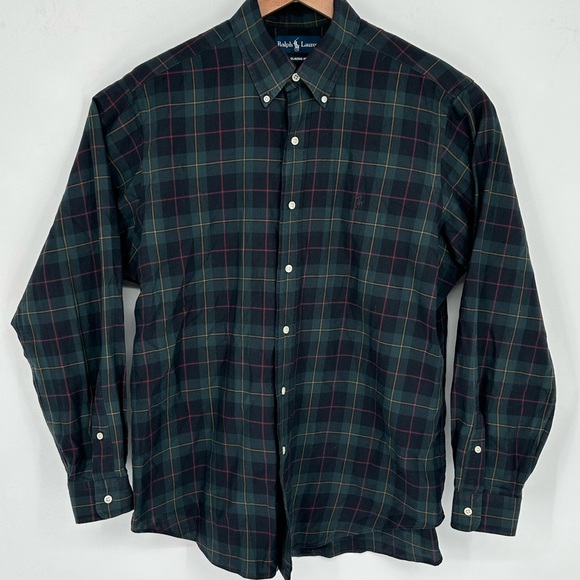 Ralph Lauren Other - Ralph Lauren Sz L Long Sleeve Shirt Green Blue Plaid Classic Fit Button Down S4